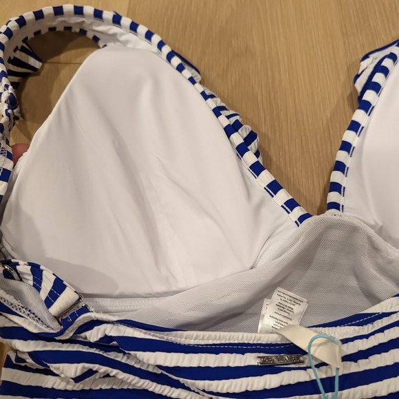 Blue and White Striped Swimsuit - Picture 5 of 10